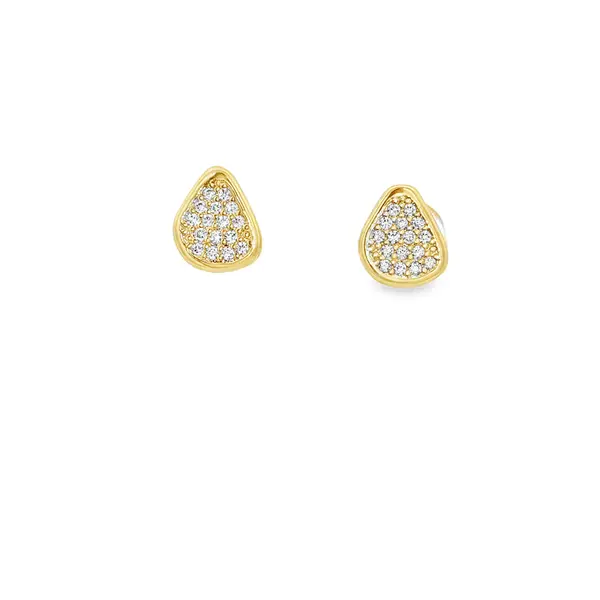 Brinco Prata Folheado a Ouro 18k Gota Cravejada