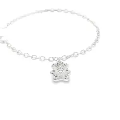 Pulseira Prata Leve Infantil Ursinho 12cm