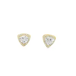 Brinco Folheado a Ouro 18k Triangulo Cravejado