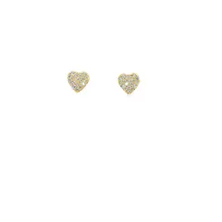 Brinco Folheado a Ouro 18k Coração Cravejado
