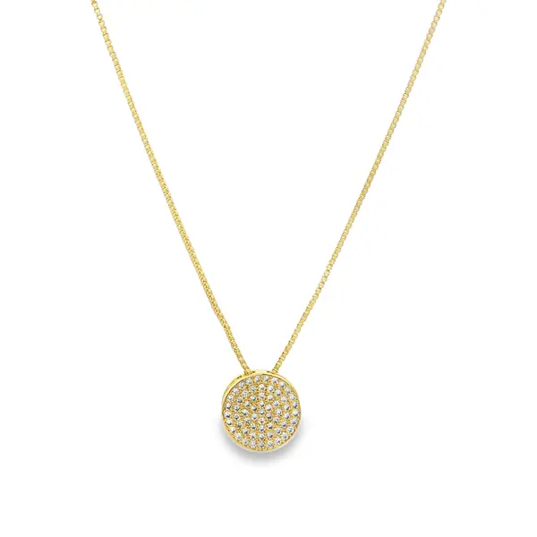 Gargantilha Folheado a Ouro 18k Círculo Cravejado
