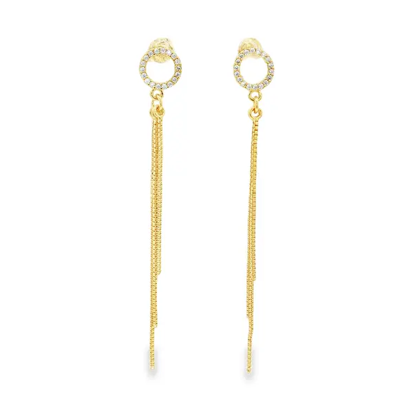 Brinco Folheado a Ouro 18k Círculo com Venezianas Pendentes