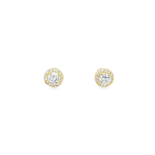 Brinco Folheado a Ouro 18k Redondo Cravejado PP