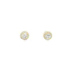 Brinco Folheado a Ouro 18k Redondo Cravejado PP