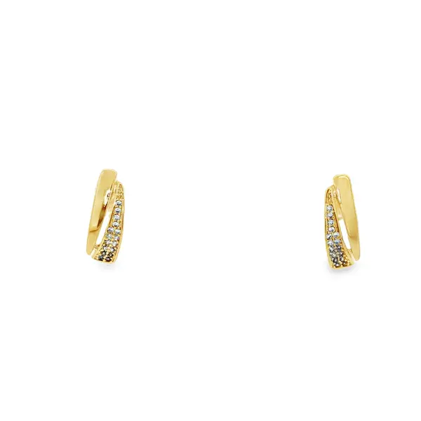 Brinco Folheado a Ouro 18k Placa com Zircônias