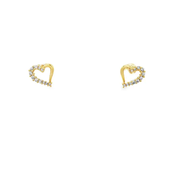 Brinco Folheado a Ouro 18k Coração com Zircônias