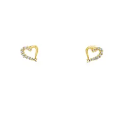 Brinco Folheado a Ouro 18k Coração com Zircônias
