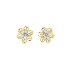 Brinco Folheado a Ouro 18k Flor em Zircônias