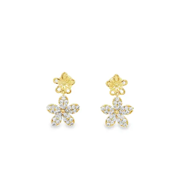 Brinco Folheado a Ouro 18k Duas Flores
