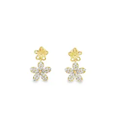Brinco Folheado a Ouro 18k Duas Flores