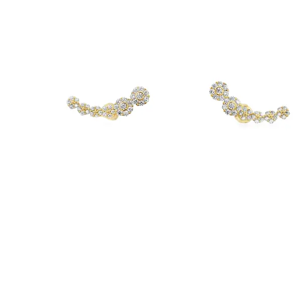 Brinco Folheado a Ouro 18k Ear Cuff FLores em Zircônias