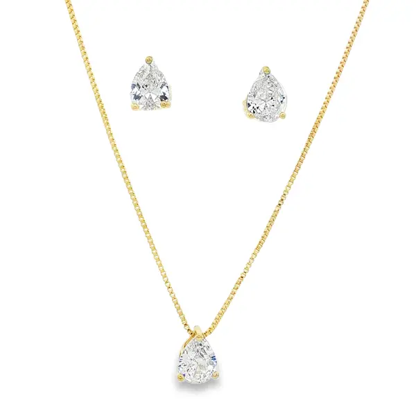 Conjunto Folheado a Ouro 18k Ponto Luz Gota