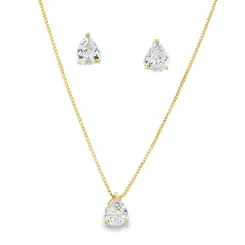 Conjunto Folheado a Ouro 18k Ponto Luz Gota