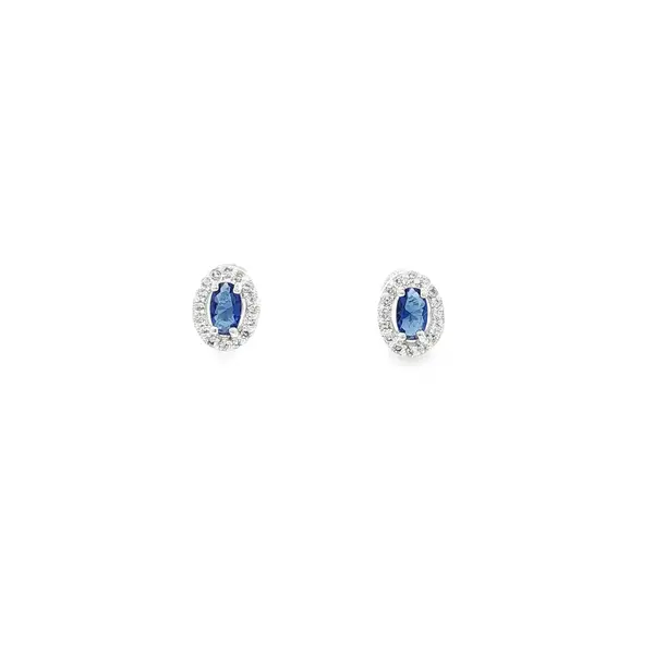 Brinco Prata Leve Oval Cravejado Azul