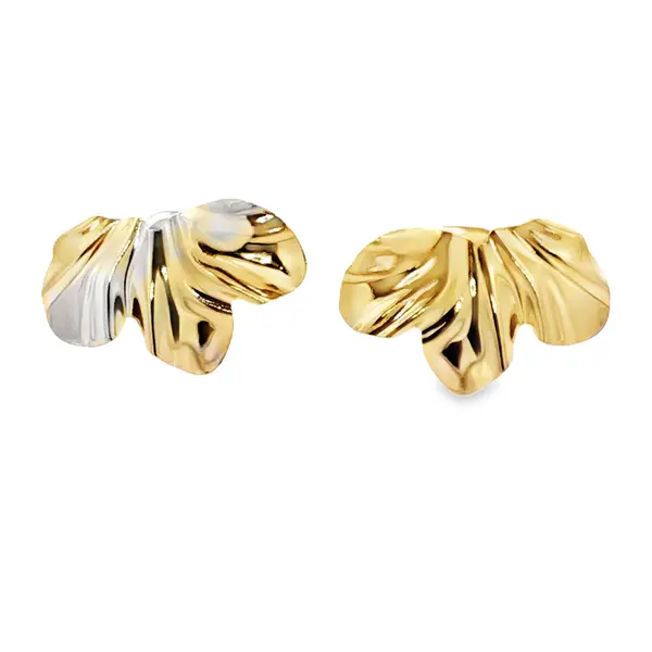 Brinco Folheado a Ouro 18k Flor Metade
