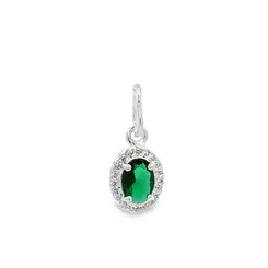 Pingente Prata Oval Zircônia