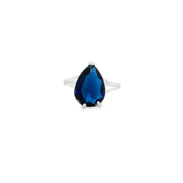 Anel Prata Solitário Zircônia Gota G