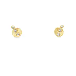 Brinco Folheado a Ouro 18k Três Zircônias Redondas