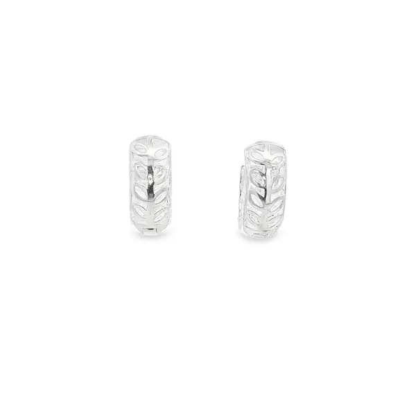 Brinco Prata Leve Argola Click Folhas