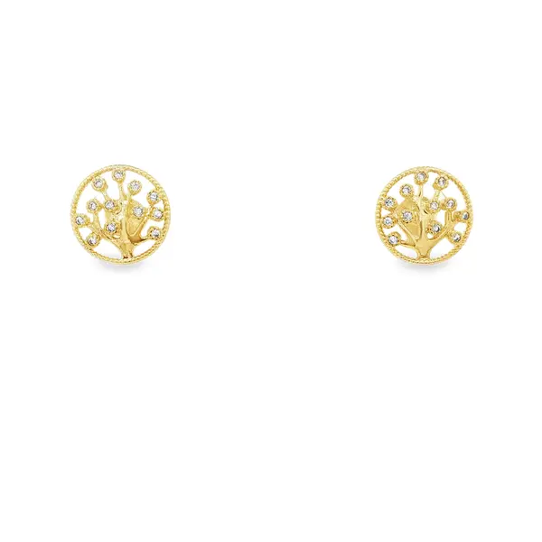 Brinco Folheado a Ouro 18k Árvore da Vida com Zircônias