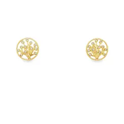 Brinco Folheado a Ouro 18k Árvore da Vida com Zircônias