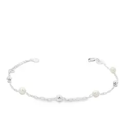 Pulseira Prata Leve Infantil Pérolas e Bolinhas