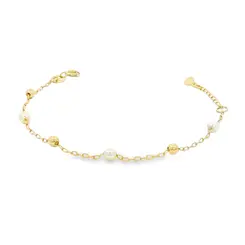 Pulseira Folheado a Ouro 18k Infantil Pérolas e Bolinhas
