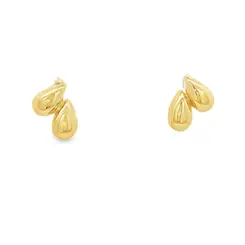Brinco Folheado a Ouro 18k Gotas Duplas Lisas