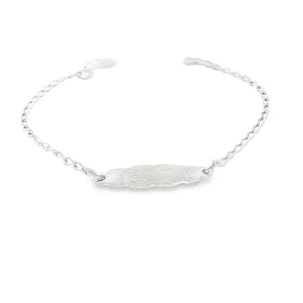 Pulseira Prata Infantil Placa Nuvem 12cm