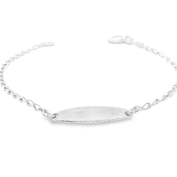 Pulseira Prata Infantil Placa Lisa 12cm