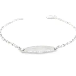 Pulseira Prata Infantil Placa Lisa 12cm