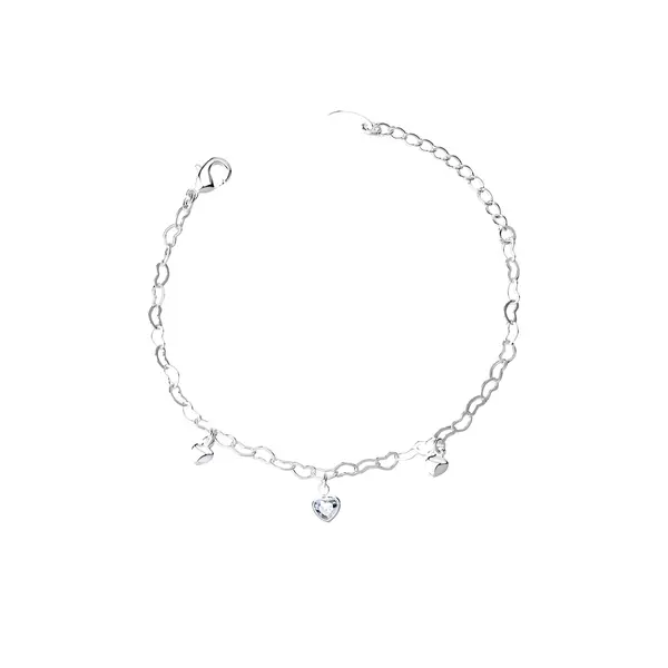 Pulseira Prata Leve Infantil Corações