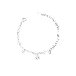 Pulseira Prata Leve Infantil Corações