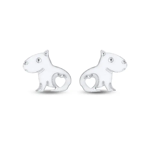 Brinco Prata Leve Infantil Capivara com Coração