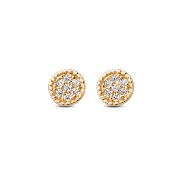 Brinco Folheado a Ouro 18k Infantil Redondo Cravejado