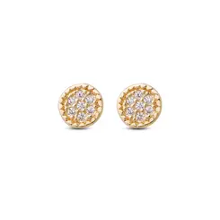 Brinco Folheado a Ouro 18k Infantil Redondo Cravejado