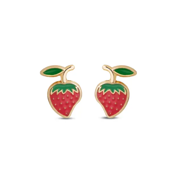 Brinco Folheado a Ouro 18k Infantil Moranguinho