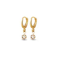 Brinco Folheado a Ouro 18k Infantil Argola Click com Estrela em Zircônia