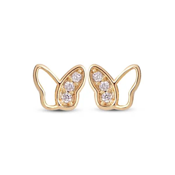 Brinco Folheado a Ouro 18k Infantil Borboleta