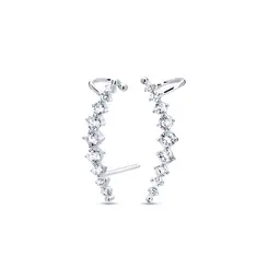 Brinco Prata Ear Cuf Zircônias
