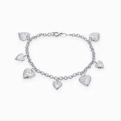 Pulseira Prata Leve Coração Vazado Pequeno E Grande
