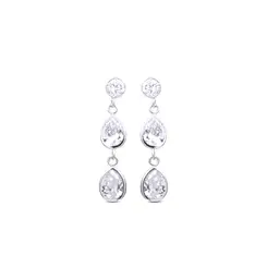 Brinco Prata Duas Zircônias Gota