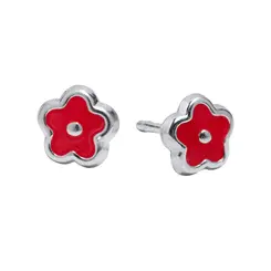 Brinco Prata Infantil Flor Esmaltada