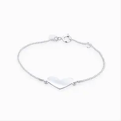 Pulseira Prata De Placa Coração