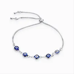 Pulseira Prata Leve Gravatinha De Olho Grego