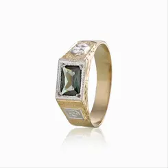 Anel De Formatura Ouro 18K Zircônia Retângulo