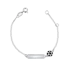 Pulseira Prata Infantil Bola Com Placa