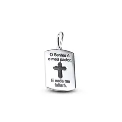 Pingente Prata Placa Senhor É Meu Pastor Com Cruz No Meio